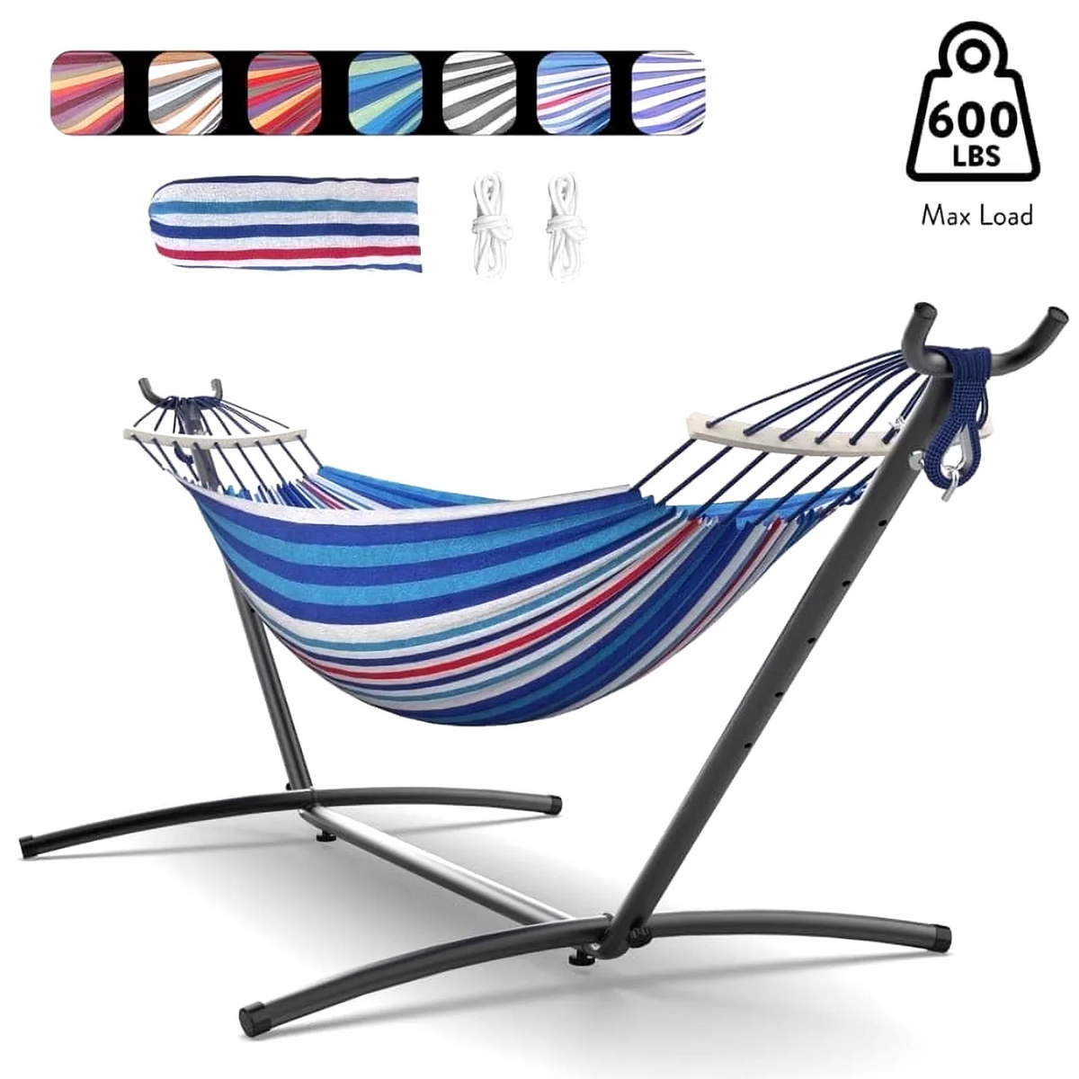 Adjustable Hammock with Stand & Storage Bag – 600 lb Capacity