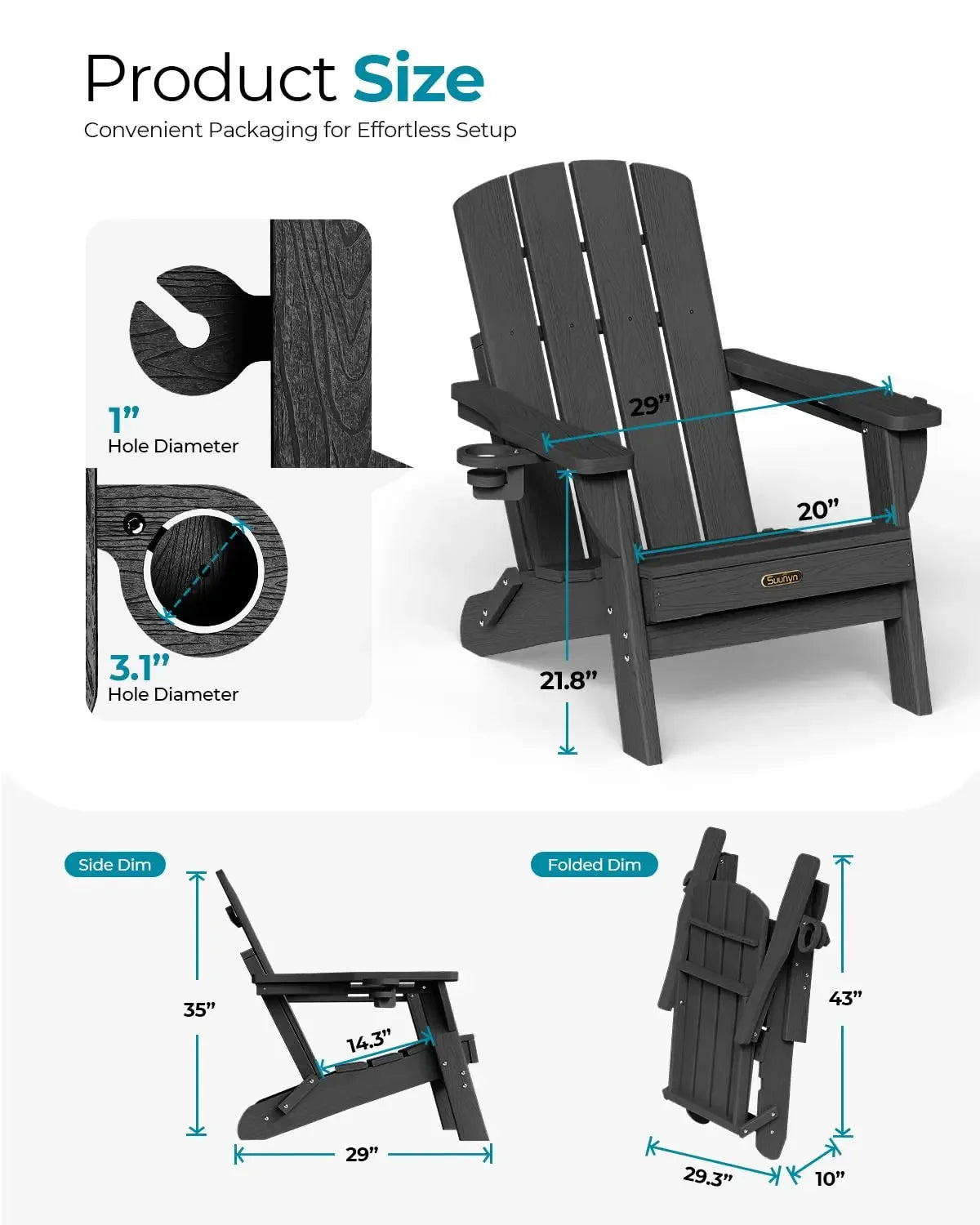 Folding Adirondack Chair 4 Pack