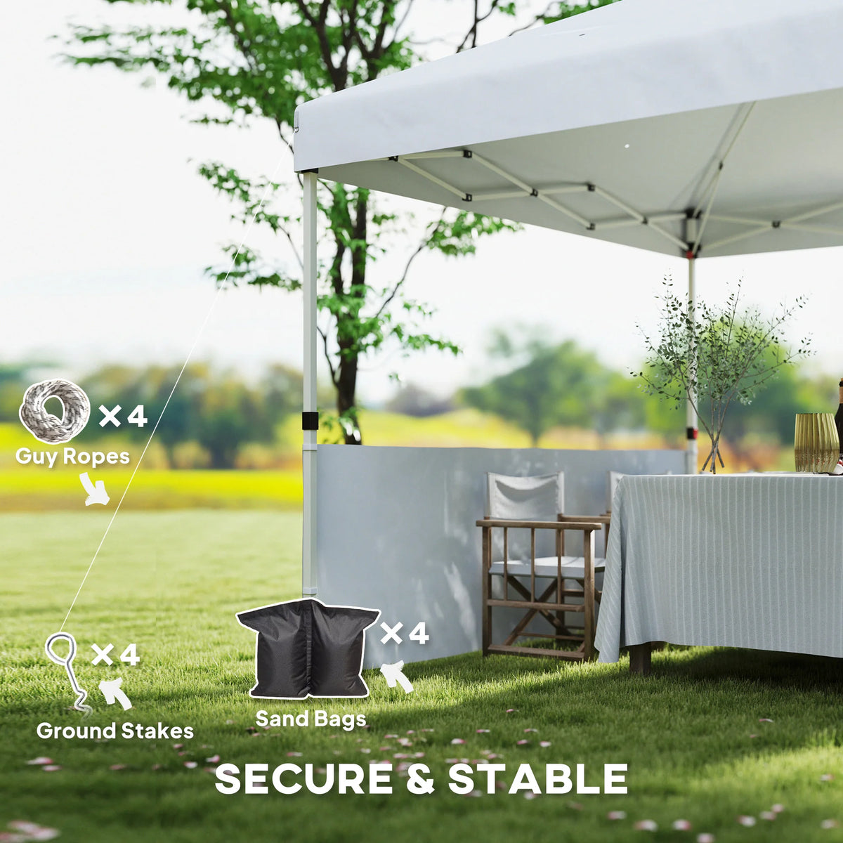 10' x 10' Pop-Up Canopy Tent with 2 Half Sidewalls – White