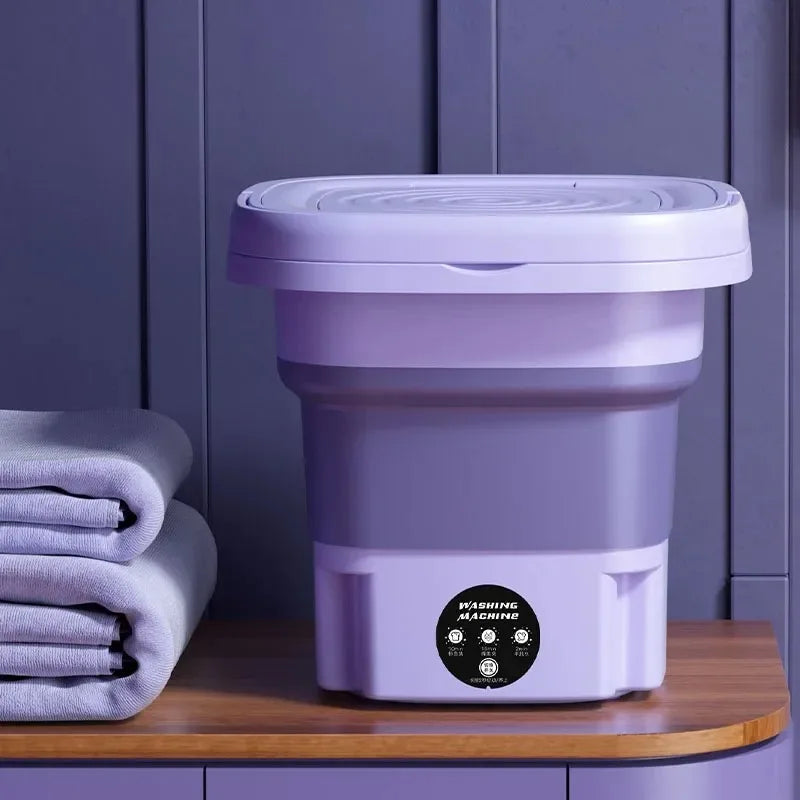 8L Portable Folding Mini Washing Machine with Spin Dryer – Compact Laundry Washer