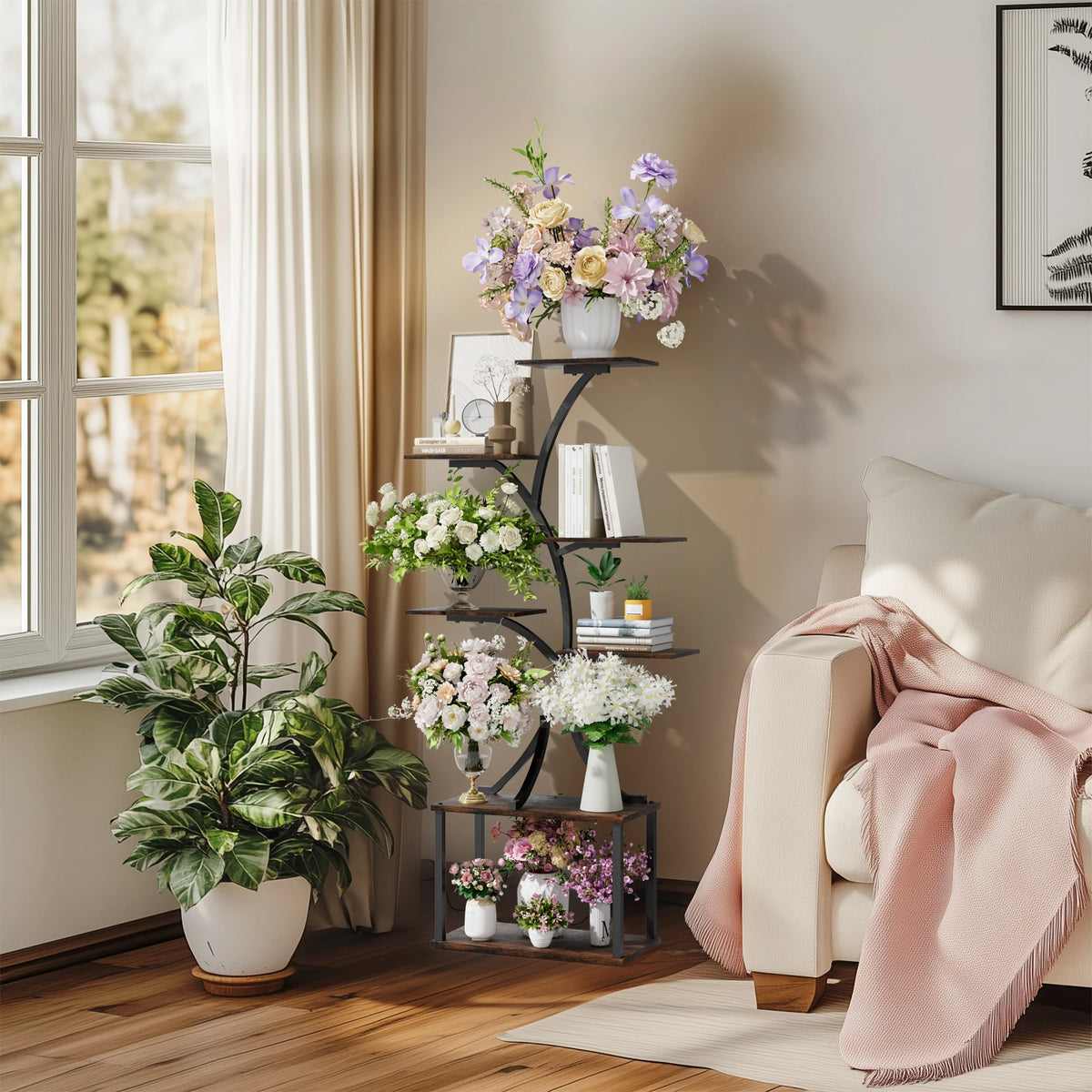 Industrial Tree-Shaped Multi-Tier Plant Stand