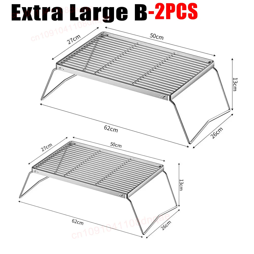 Portable Folding Stainless Steel Campfire Grill – Outdoor Cooking Grate
