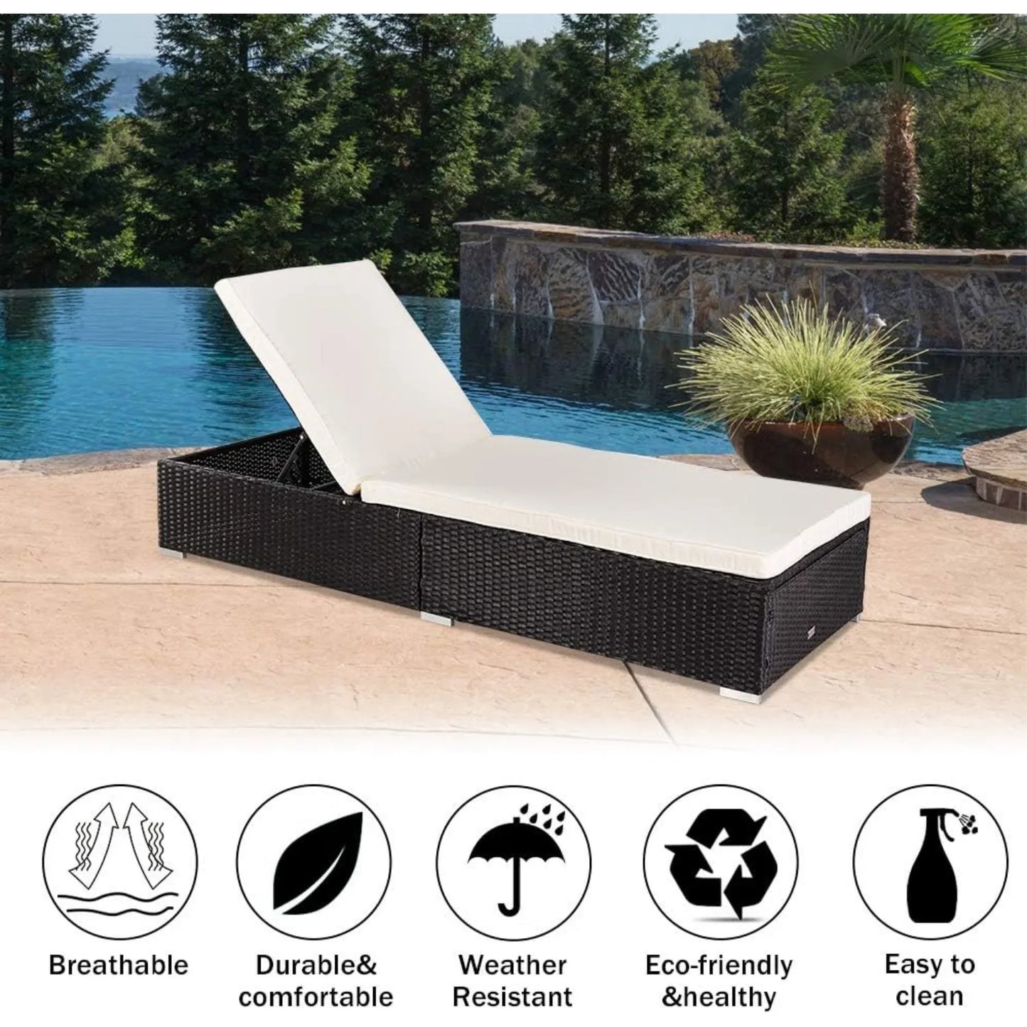 Wicker Patio Chaise Lounge Chair