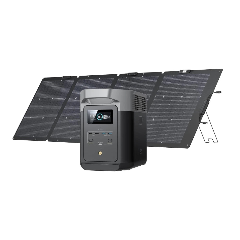 Solar Generator DELTA 3 Classical Dark 1000, 1024Wh LiFePO4 Battery Portable Power Station, 1800W AC/100W USB-