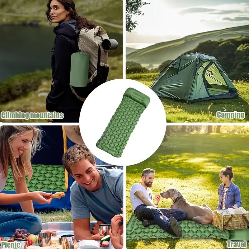Quick-Inflate Camping Sleeping Pad – Extra-Thick Portable Hiking Mattress