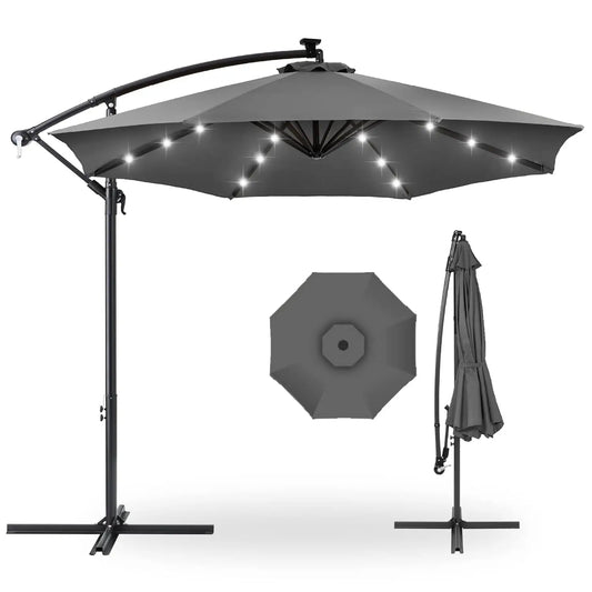 10ft Solar LED Offset Cantilever Umbrella