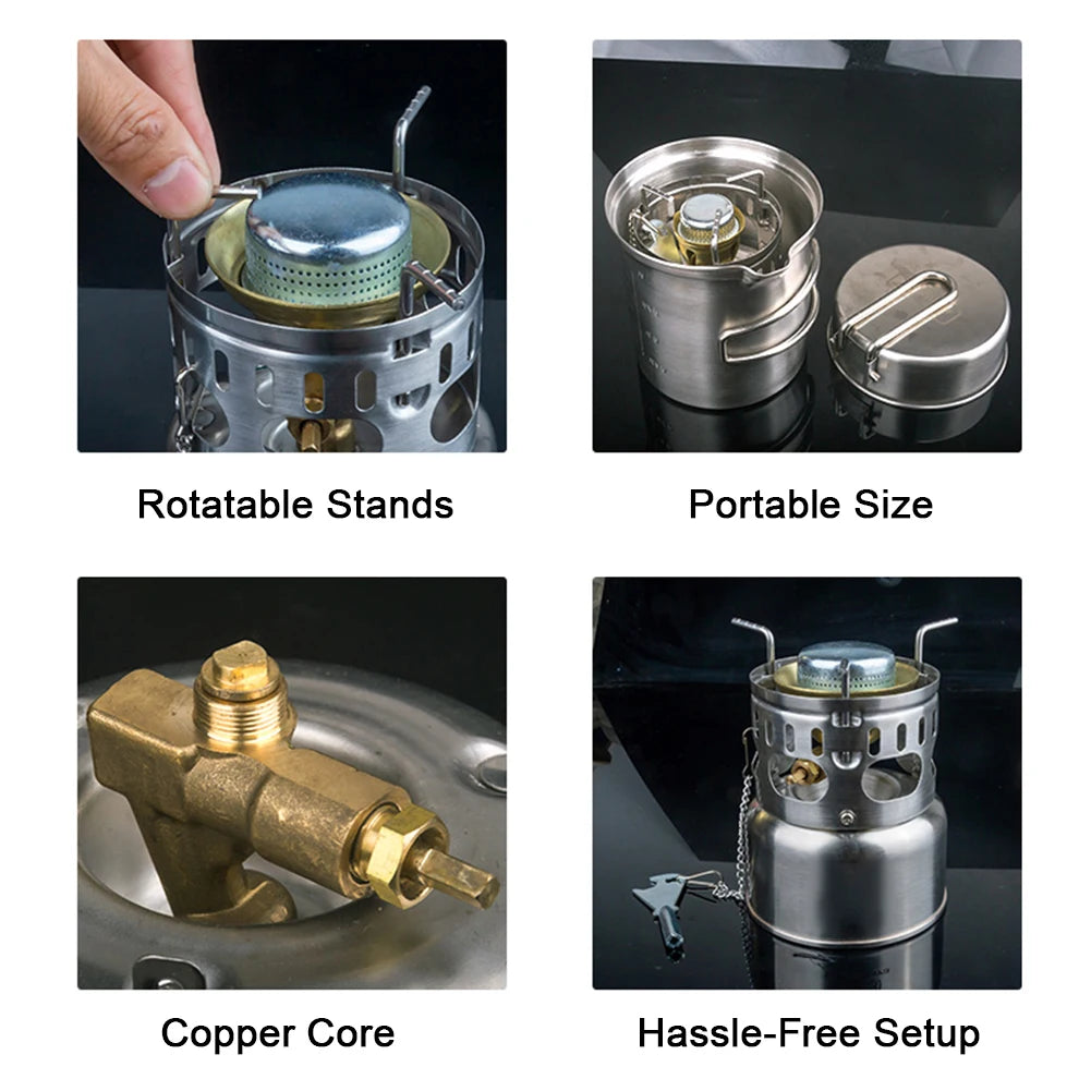 Portable Mini Liquid Fuel Camping Stove – Stainless Steel 200ml Outdoor Burner