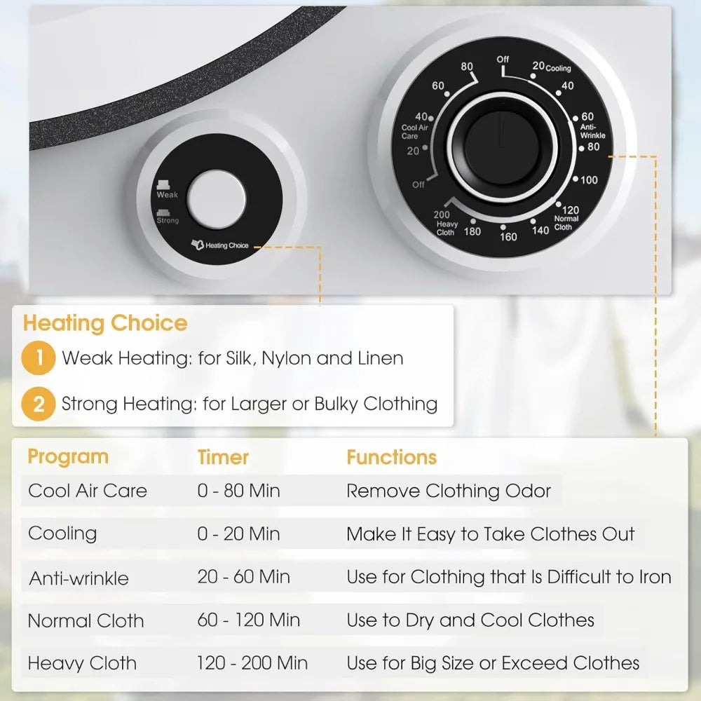 White Portable Electric Tumble Dryer Front Load