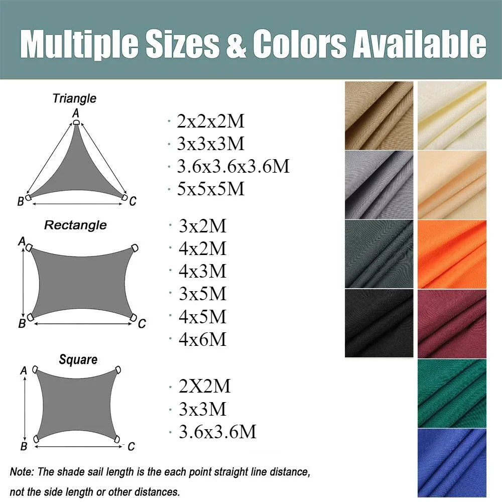 Waterproof Sun Shelter Sunshade Protection Shade Sail Awning