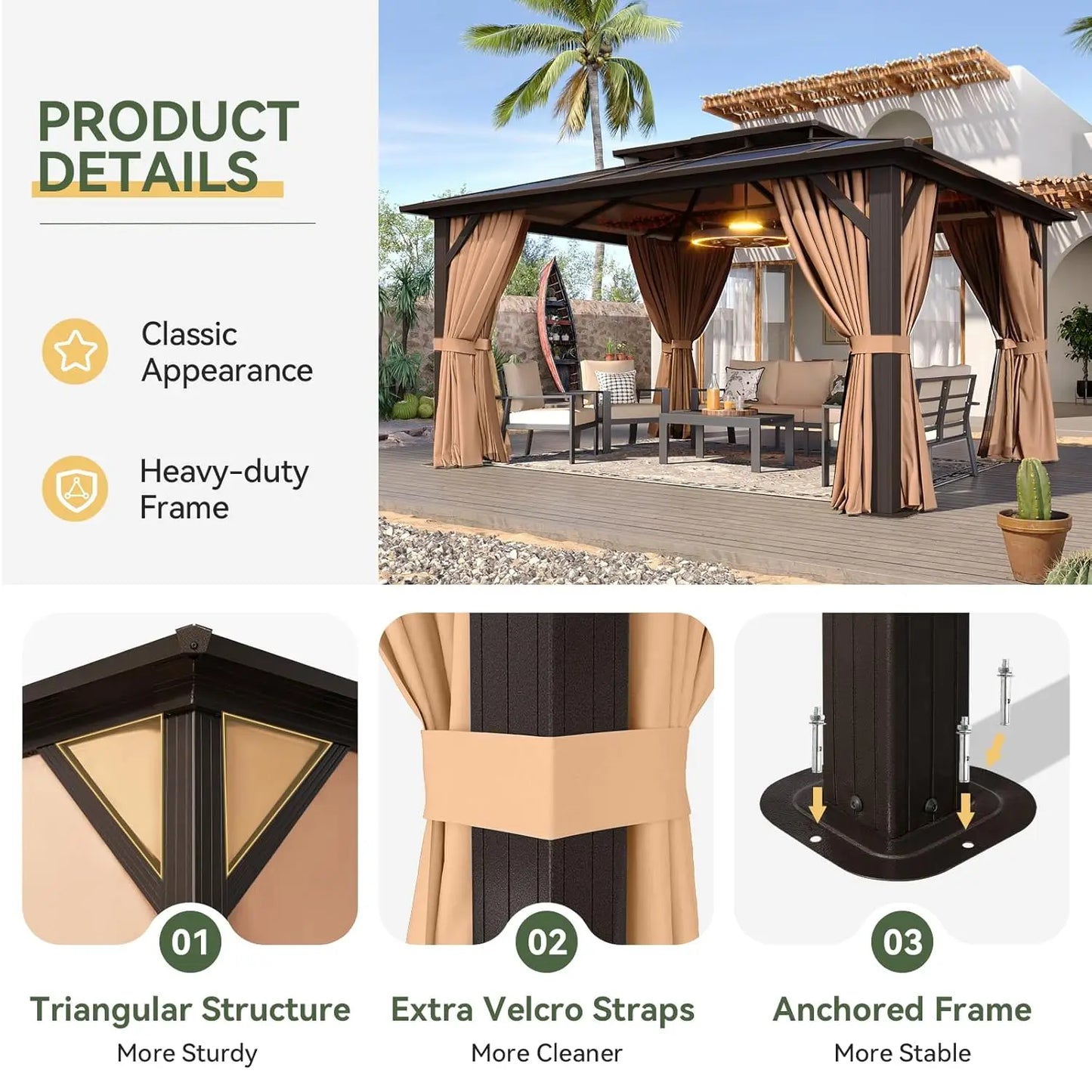 12x10 Hardtop Gazebo Aluminum