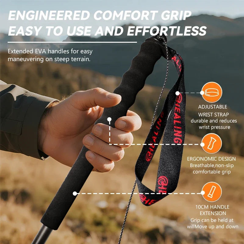 Local+ Carbon Fiber Folding Trekking Poles – Ultralight 5-Section Pair
