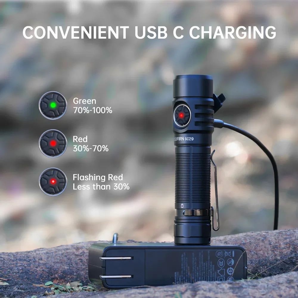 3000 Lumens EDC Flashlight Rechargeable  XHP50B LED Powerful  21700 Torch Light Lantern IPX8 for Camping Fishing