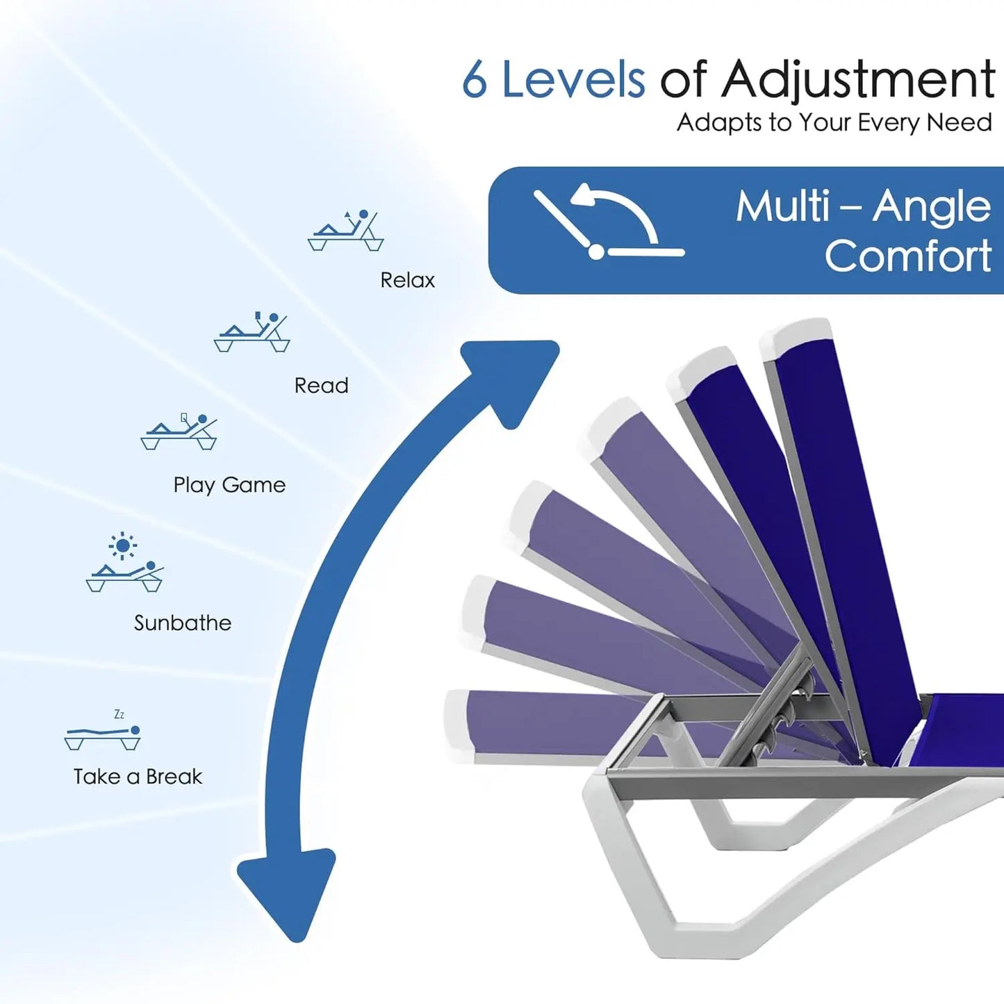 Adjustable Aluminum Outdoor Chaise Lounge Chair
