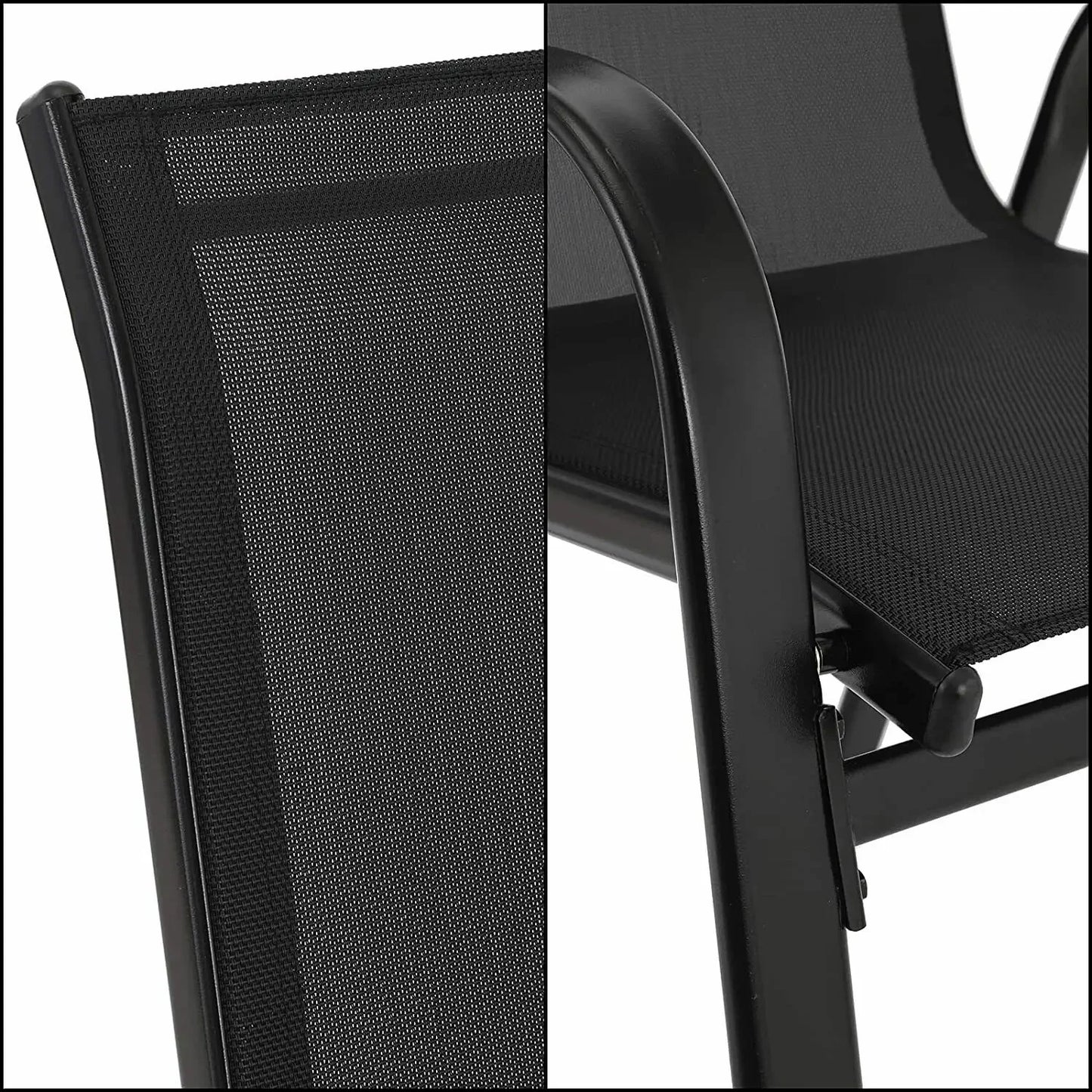 4PCS Garden Chairs Steel-iron+Teslin Fabric Folding High Chair