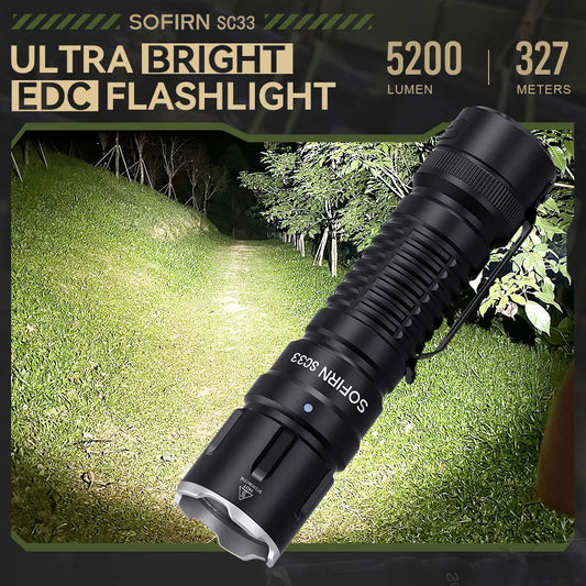 SOFIRN SC33 5200-Lumen Rechargeable LED Flashlight – 21700 USB-C