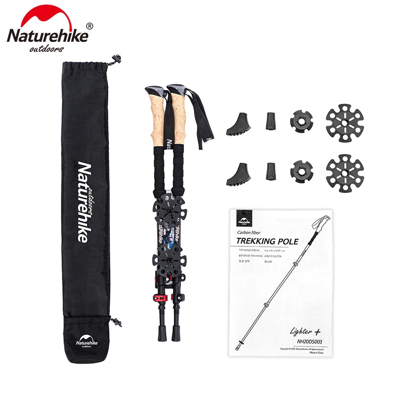 Trekking Poles 2pcs Carbon Fiber Collapsible Telescopic Sticks