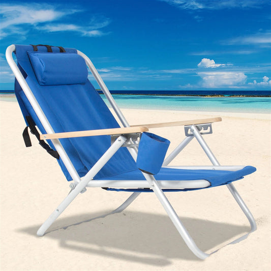 Portable Beach Chair with Adjustable Headrest
