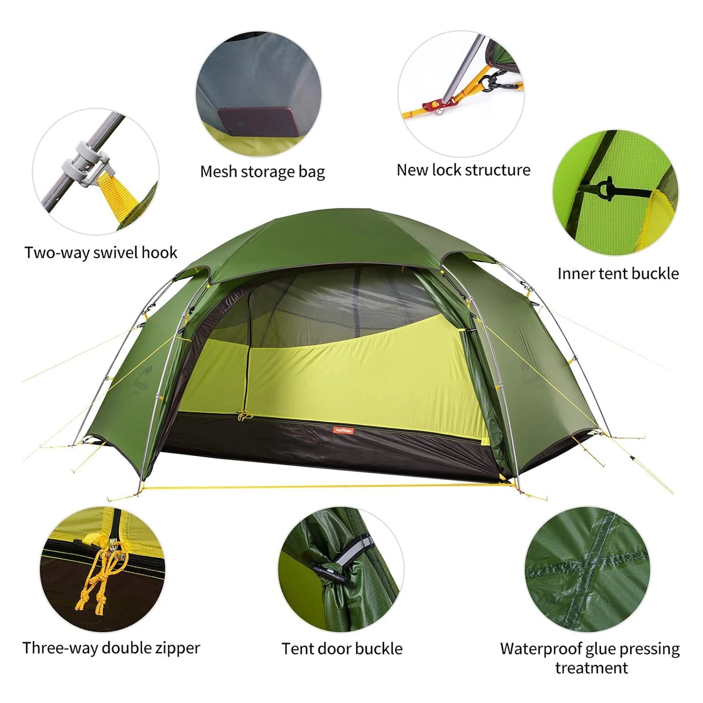 2 Person Tent Ultralight Waterproof Camping Tent 4 Season Nylon Backpacking Traveling Tent