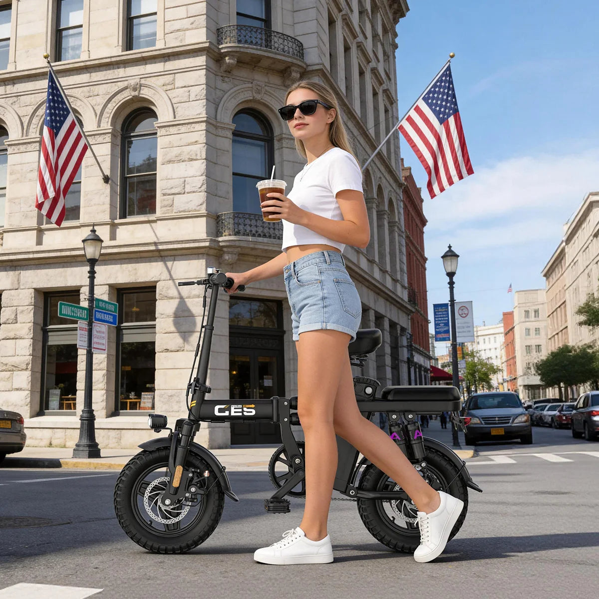 UPlee GE5 14" Folding Fat Tire Electric Bike – 48V 15Ah