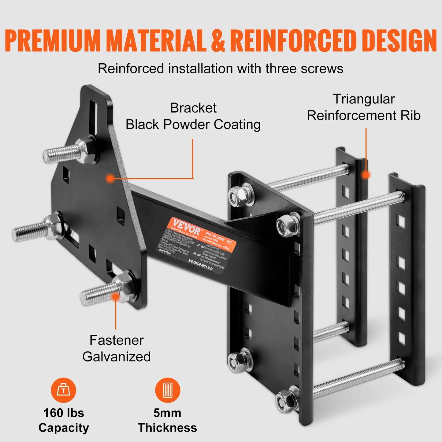 160 lbs Spare Tire Carrier with Mounting Screws Bracket