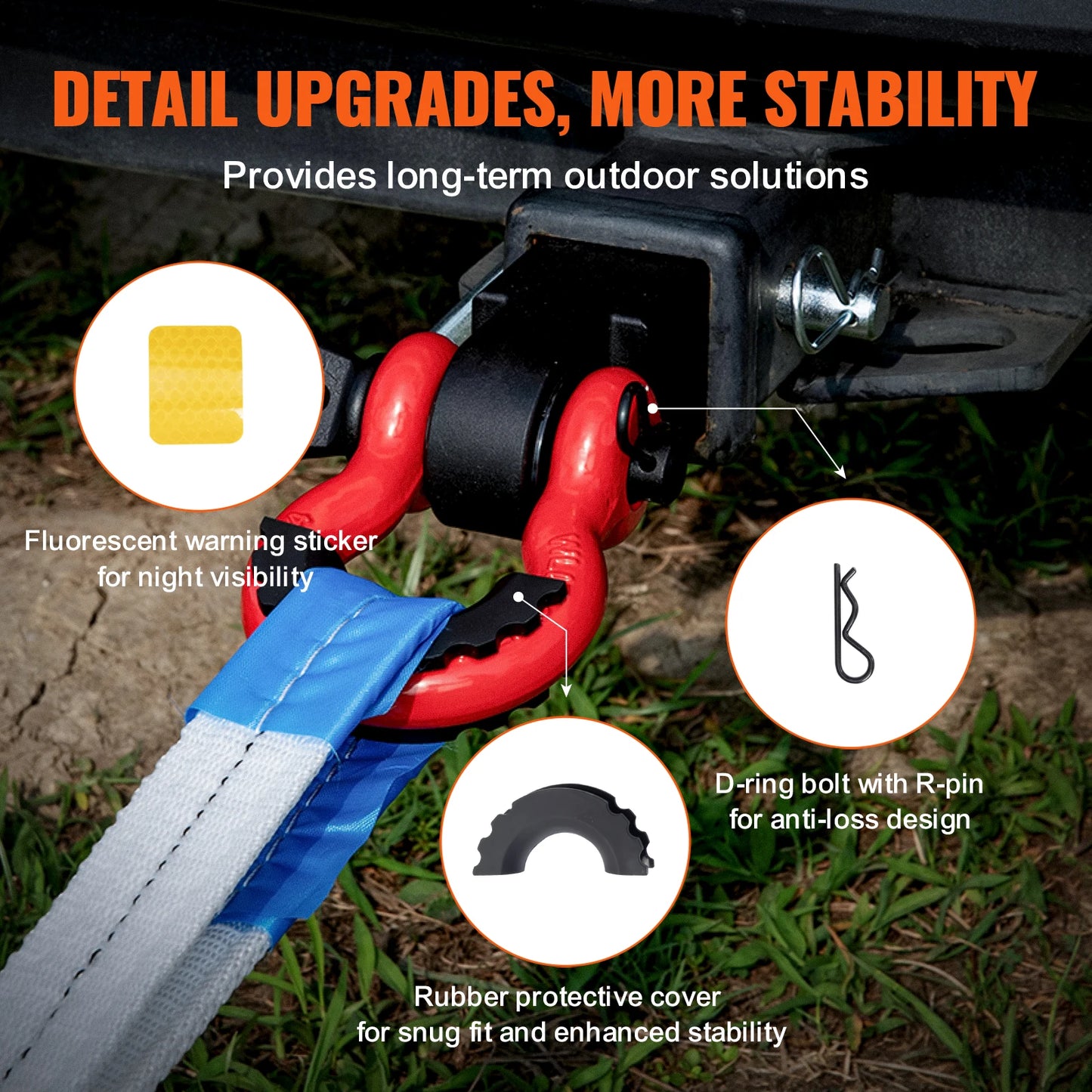 2in D-Ring Shackle Hitch Receiver with Trailer Hitch Lock Pin