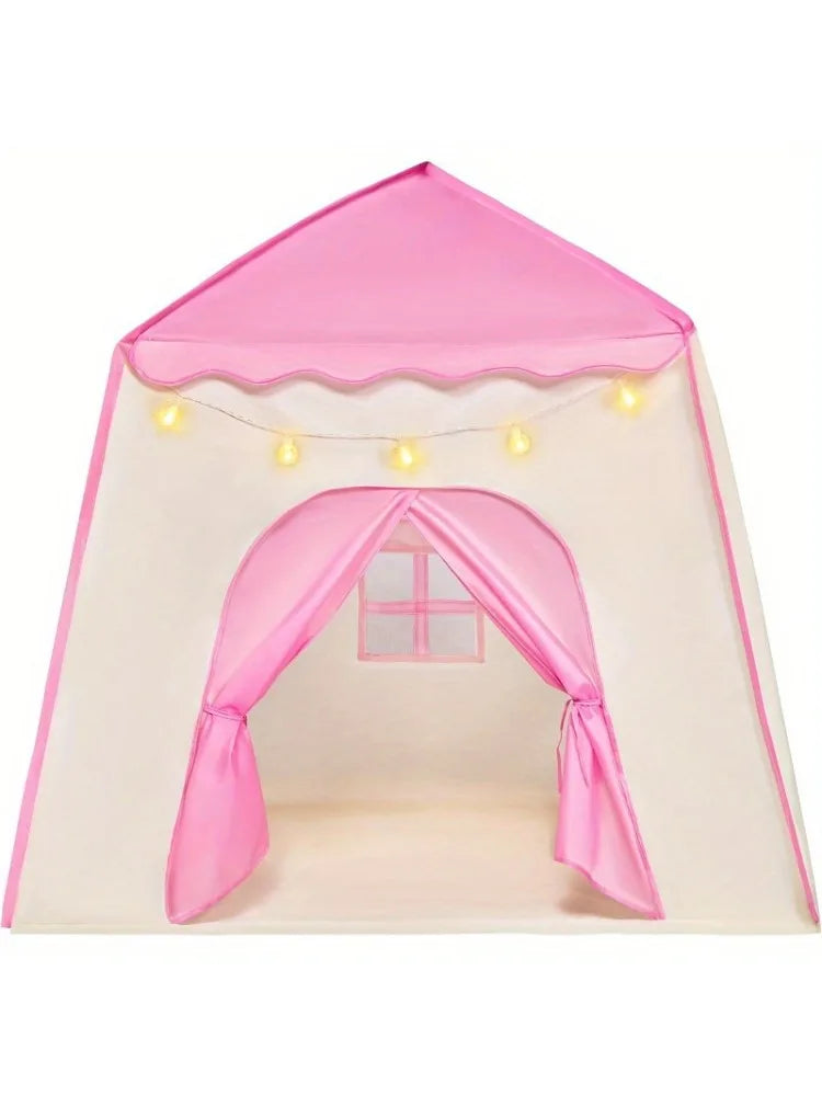 Pink Princess Castle Play Tent with LED Star Lights