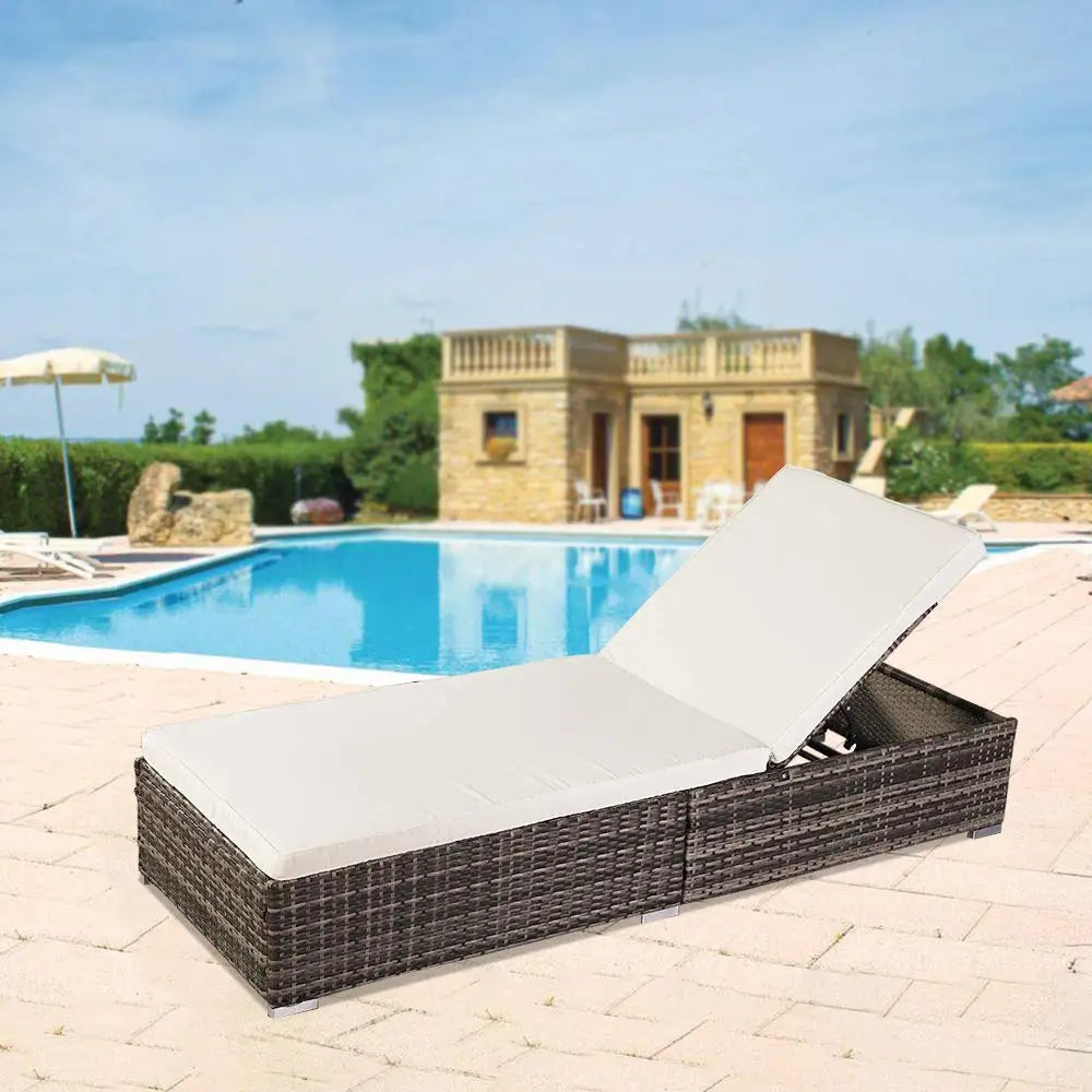 Wicker Patio Chaise Lounge Chair