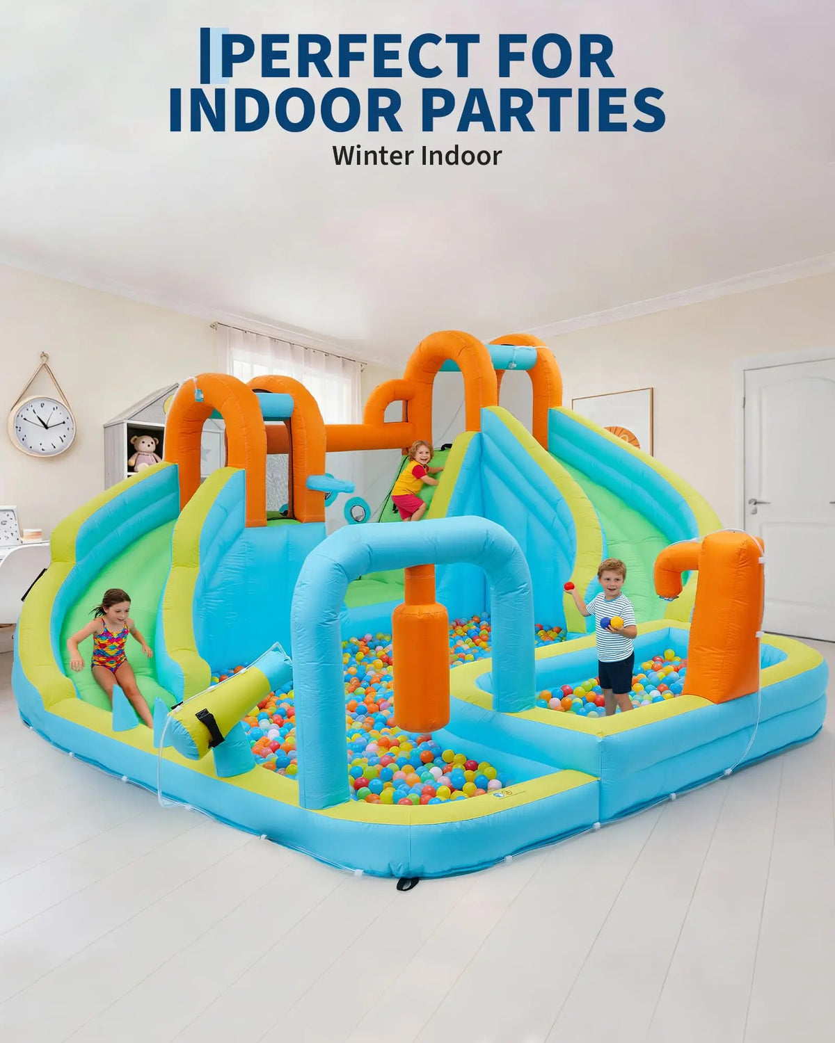 HiMiss 10-in-1 Inflatable Bounce House & Water Slide with 550W Blower