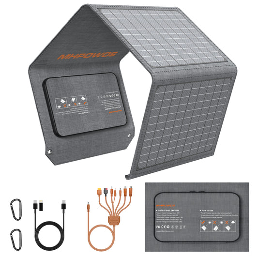 MHPOWOS 40W Foldable Solar Panel 5V USB Portable Battery Charger