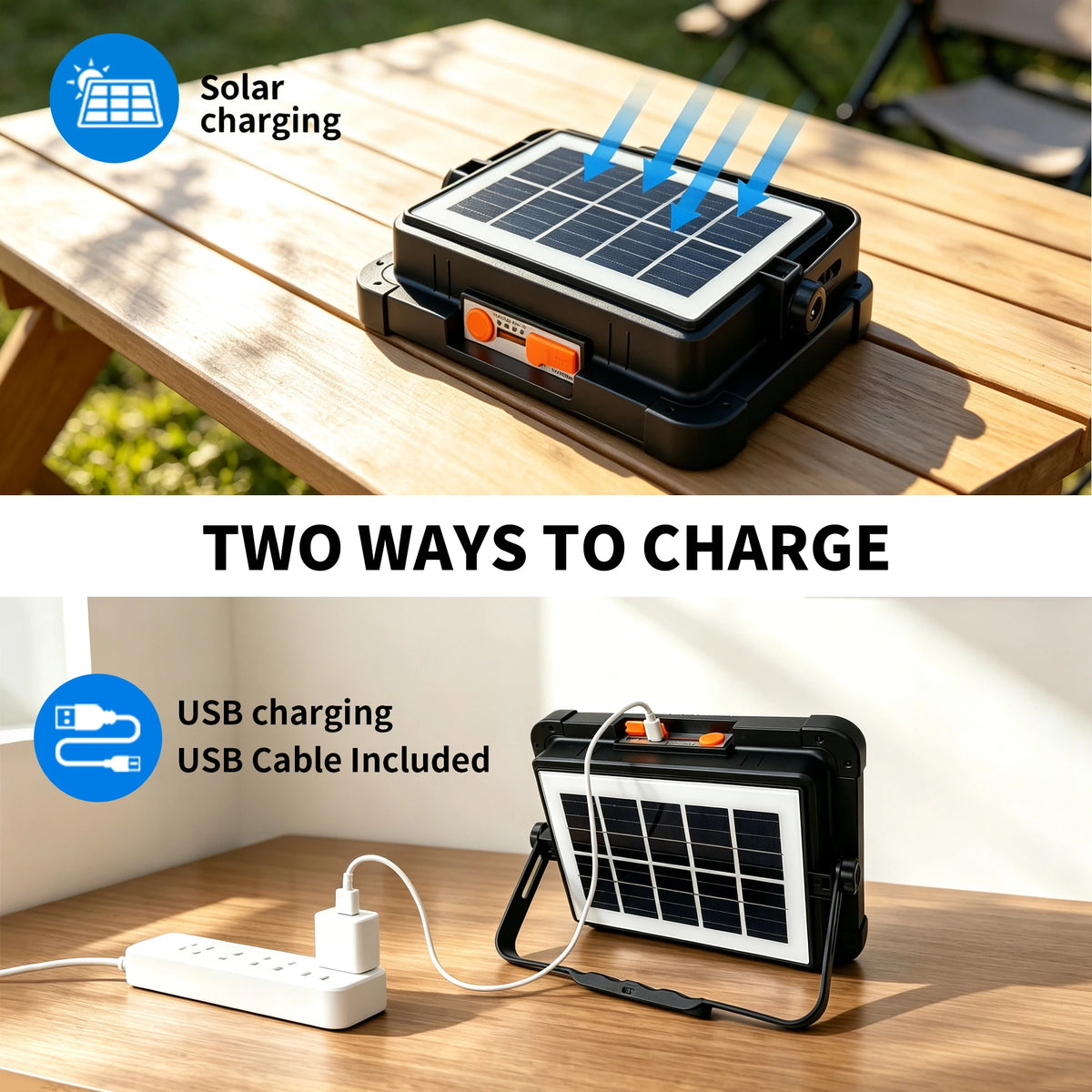 Portable Solar Rechargeable LED Floodlight & Emergency Camping Lantern