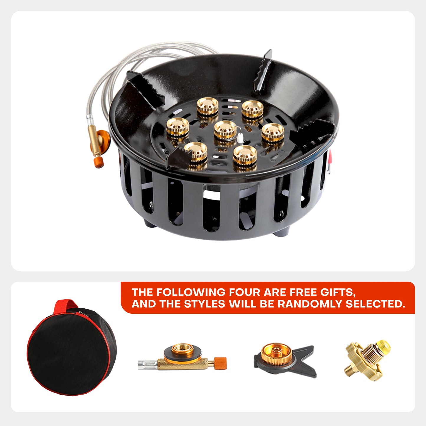 7-Core  Portable Camping Stove Windproof Gas Burner with Electronic Ignition