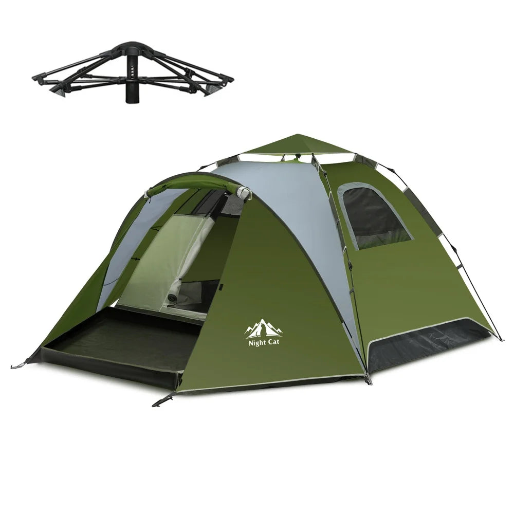 Night Cat 2–3 Person Instant Pop-Up Tent with Porch, Rainfly & Footprint
