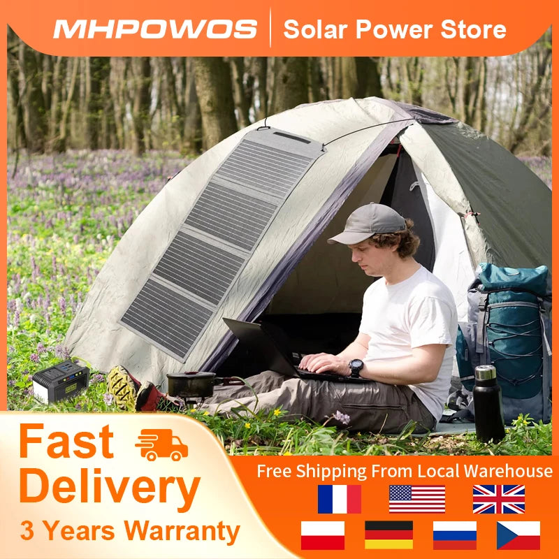 MHPOWOS 40W Foldable Solar Panel 5V USB Portable Battery Charger