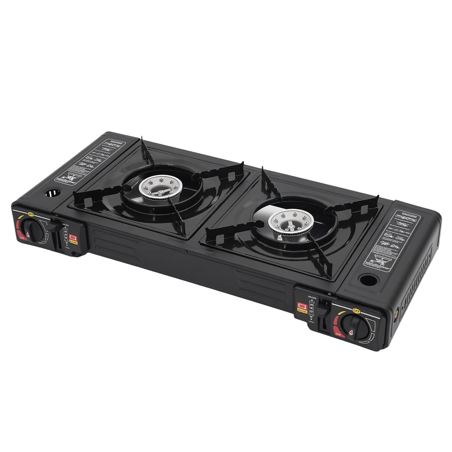 2 Burners Portable Gas Stove with Piezo Ignition and Carrying Case