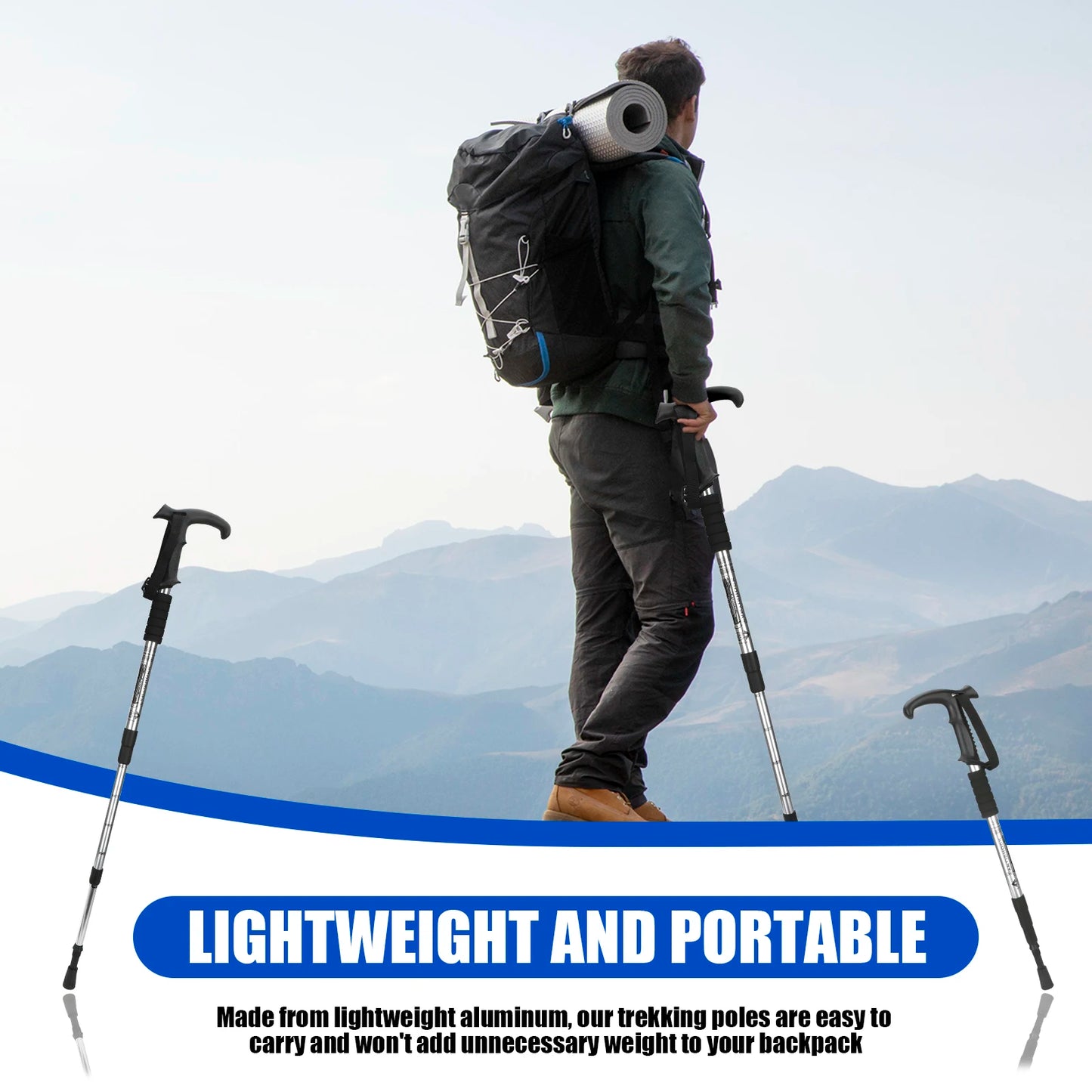 54-110cm Hiking Sticks Walking Stick Trekking Poles Mountaineering Telescopic Walking Stick