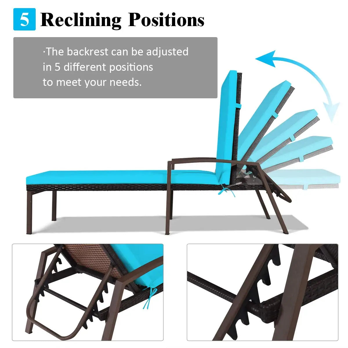 2 PCS Patio Rattan Chaise Lounge