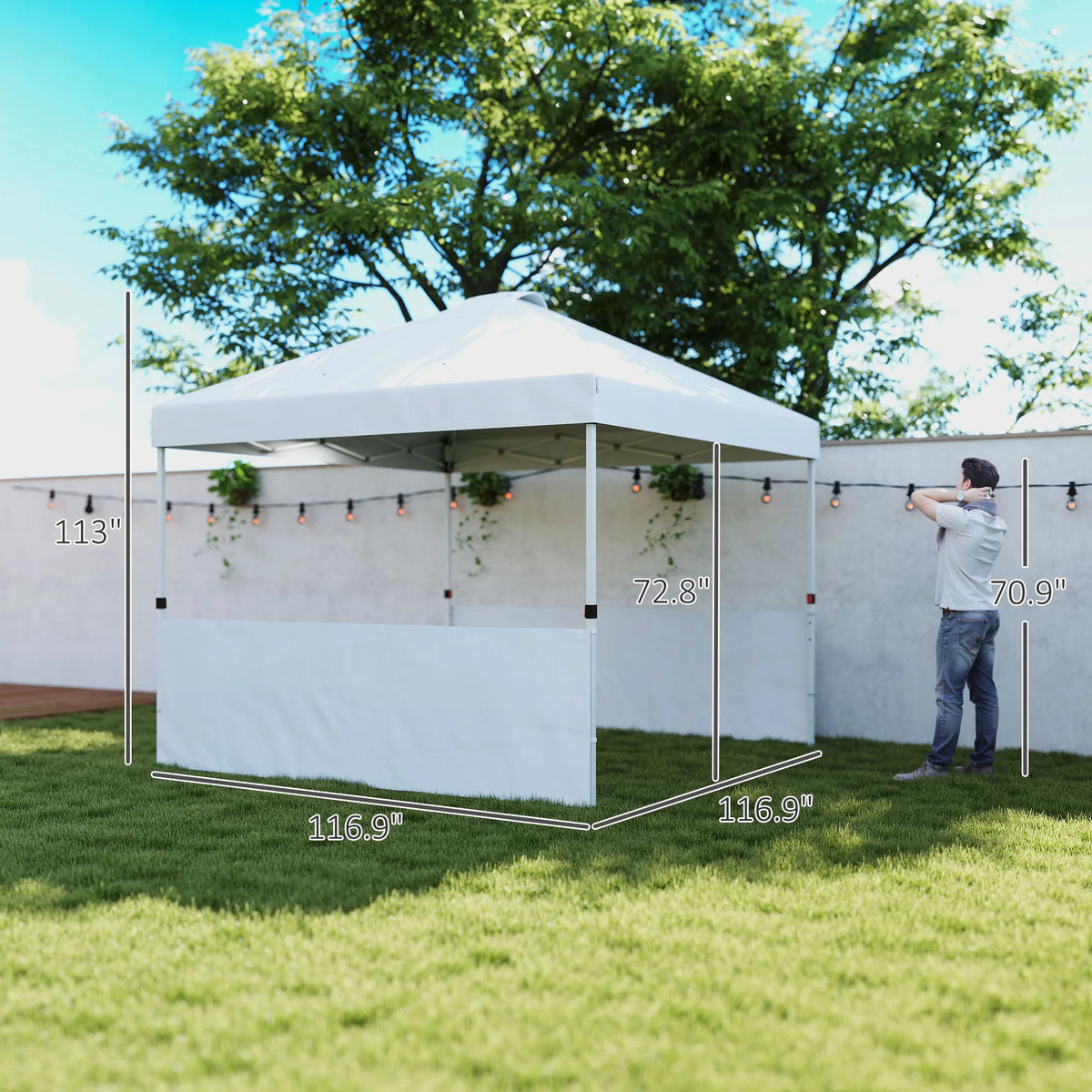 10' x 10' Pop-Up Canopy Tent with 2 Half Sidewalls – White