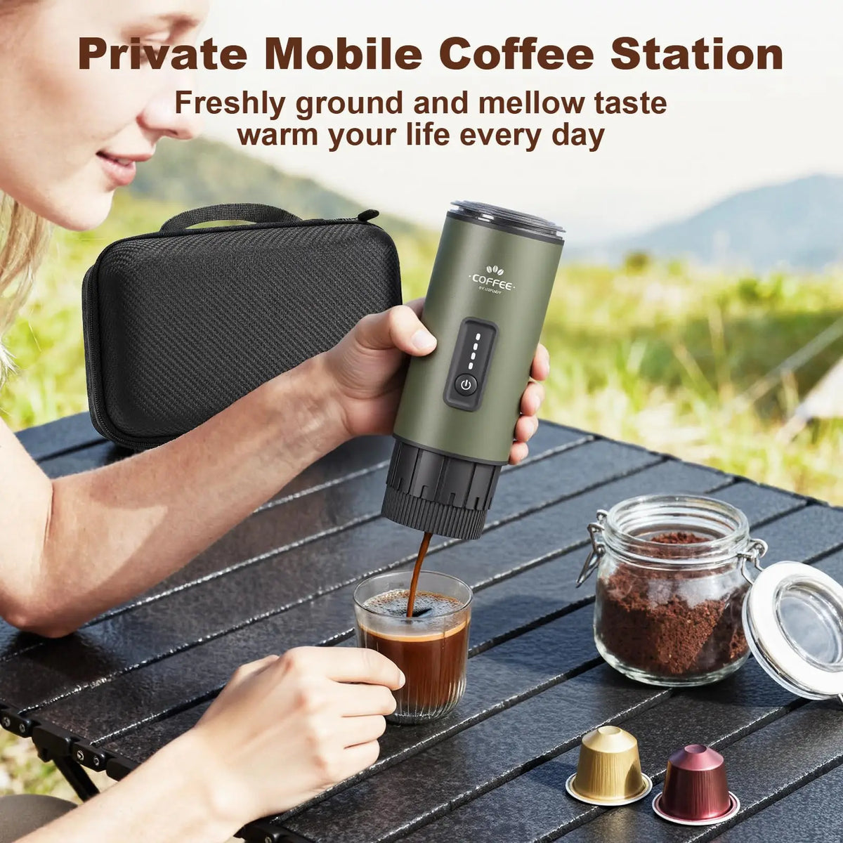 3-in-1 Portable Espresso Maker – Self-Heating Travel Coffee Machine