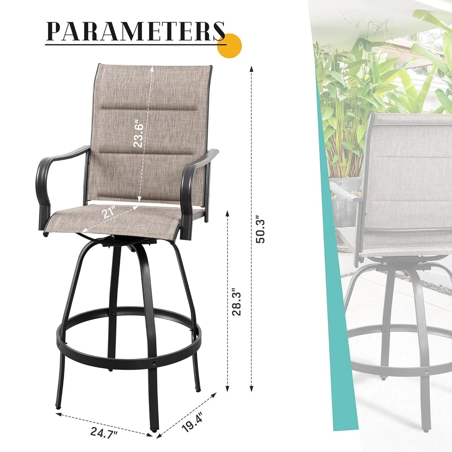 4pc Outdoor Swivel Bar Chairs