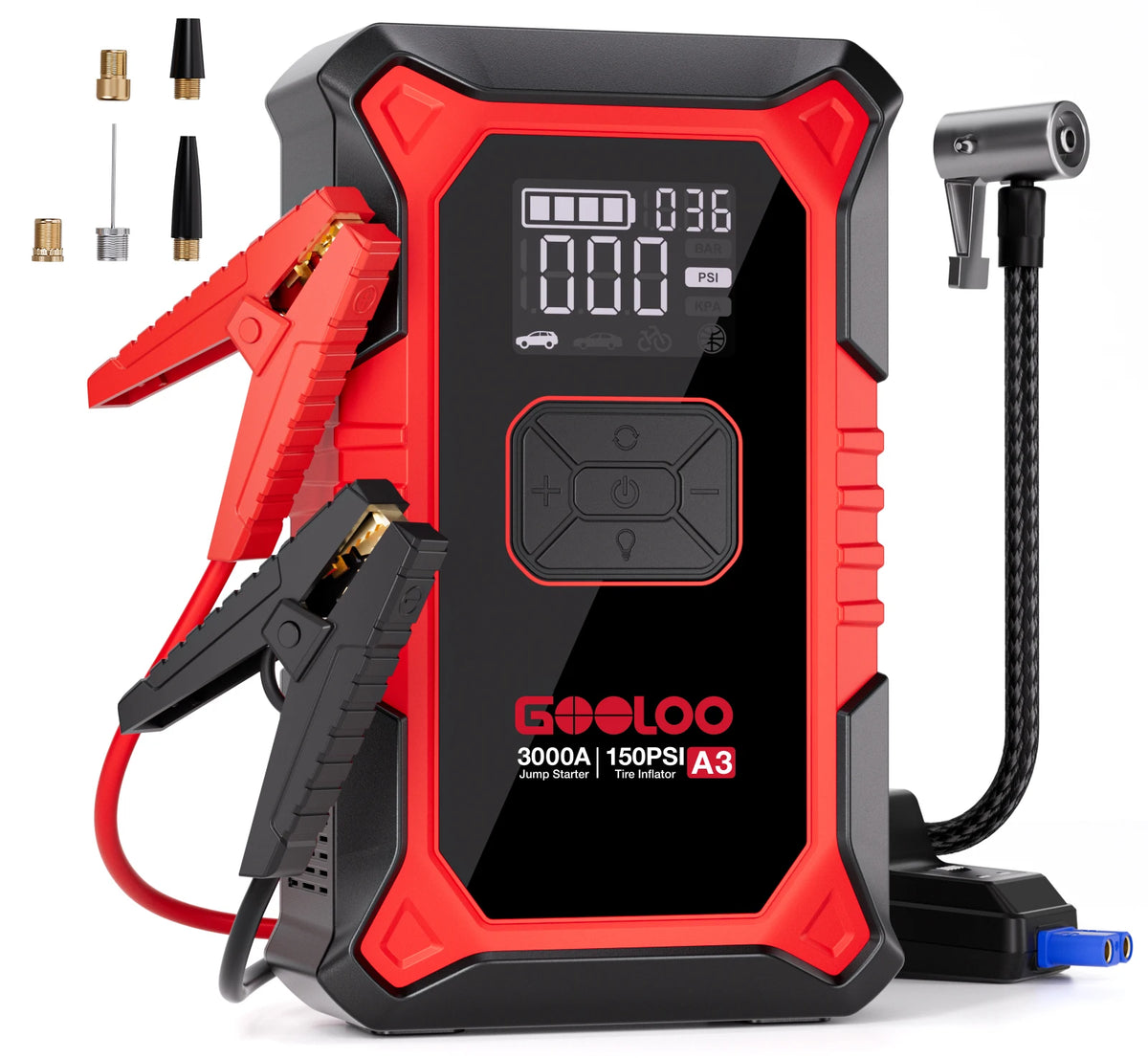 GOOLOO A3 3000A Jump Starter with 150 PSI Air Compressor