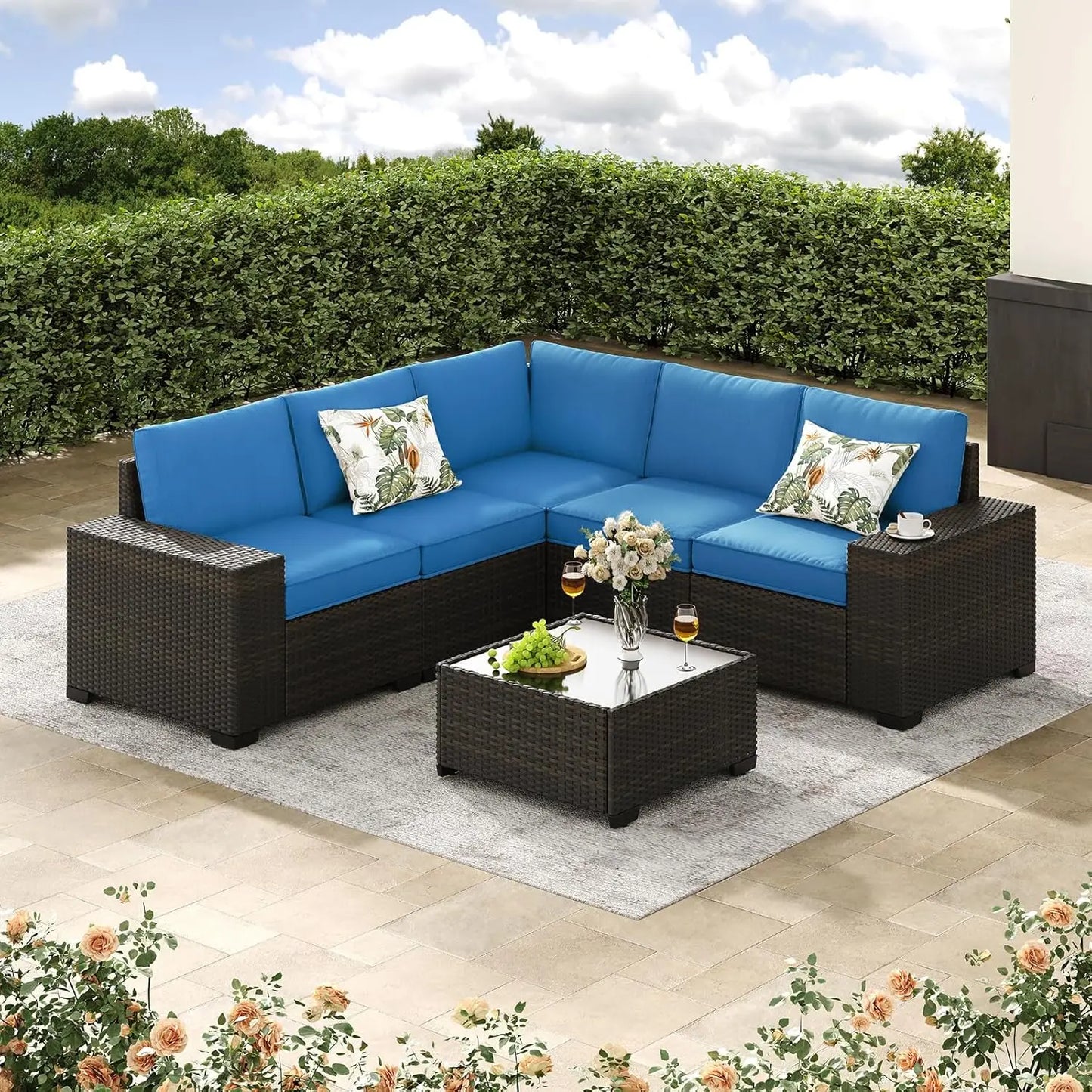 All-Weather 6-Piece Wicker Patio Furniture Set