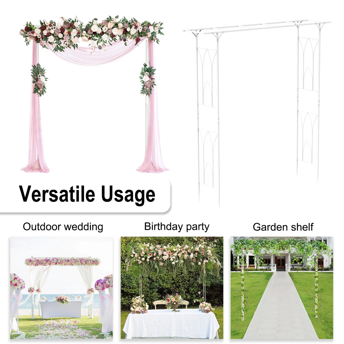 White Metal Garden Arch Arbor