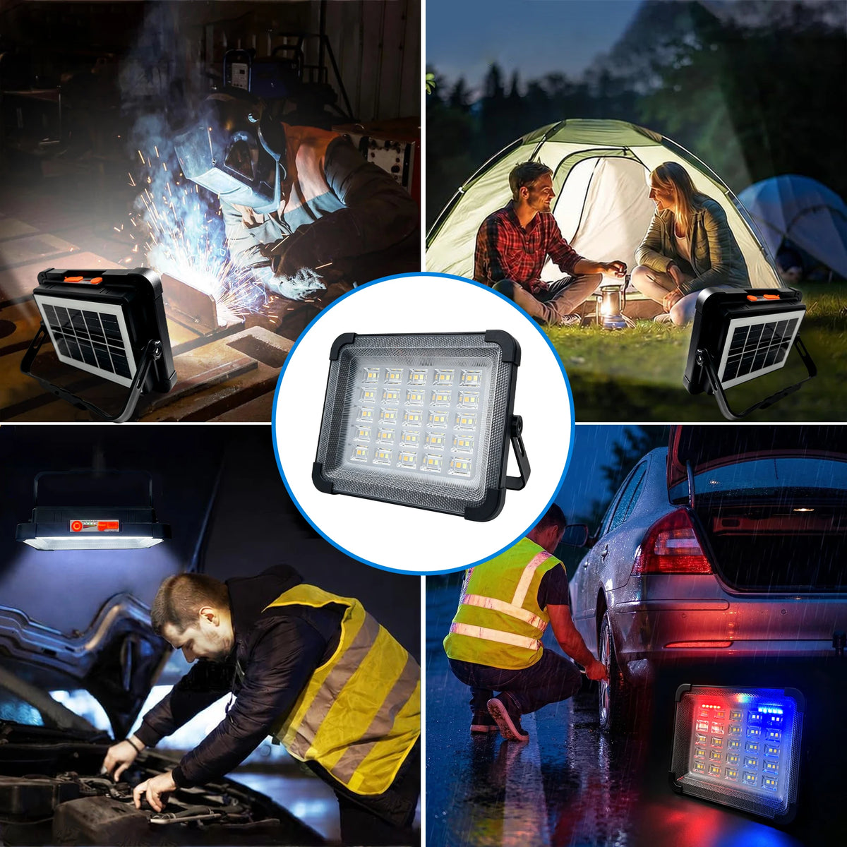 Portable Solar Rechargeable LED Floodlight & Emergency Camping Lantern