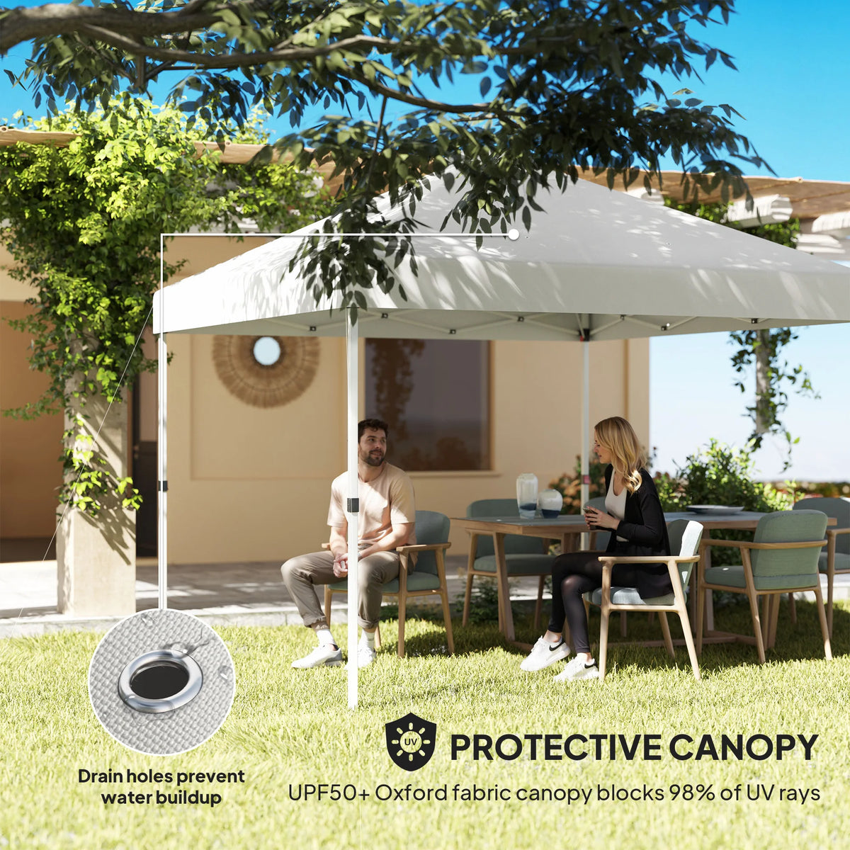 10' x 10' Pop-Up Canopy Tent with 2 Half Sidewalls – White