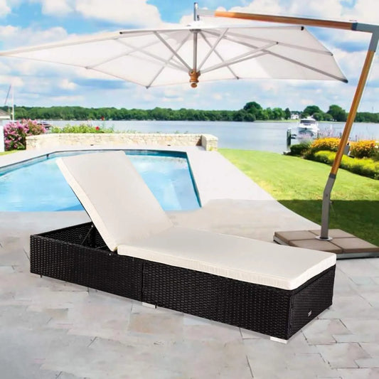 Wicker Patio Chaise Lounge Chair