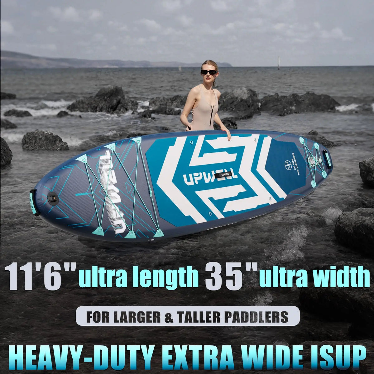 11'6" Extra-Wide Inflatable Stand-Up Paddle Board – 35" Recreational SUP