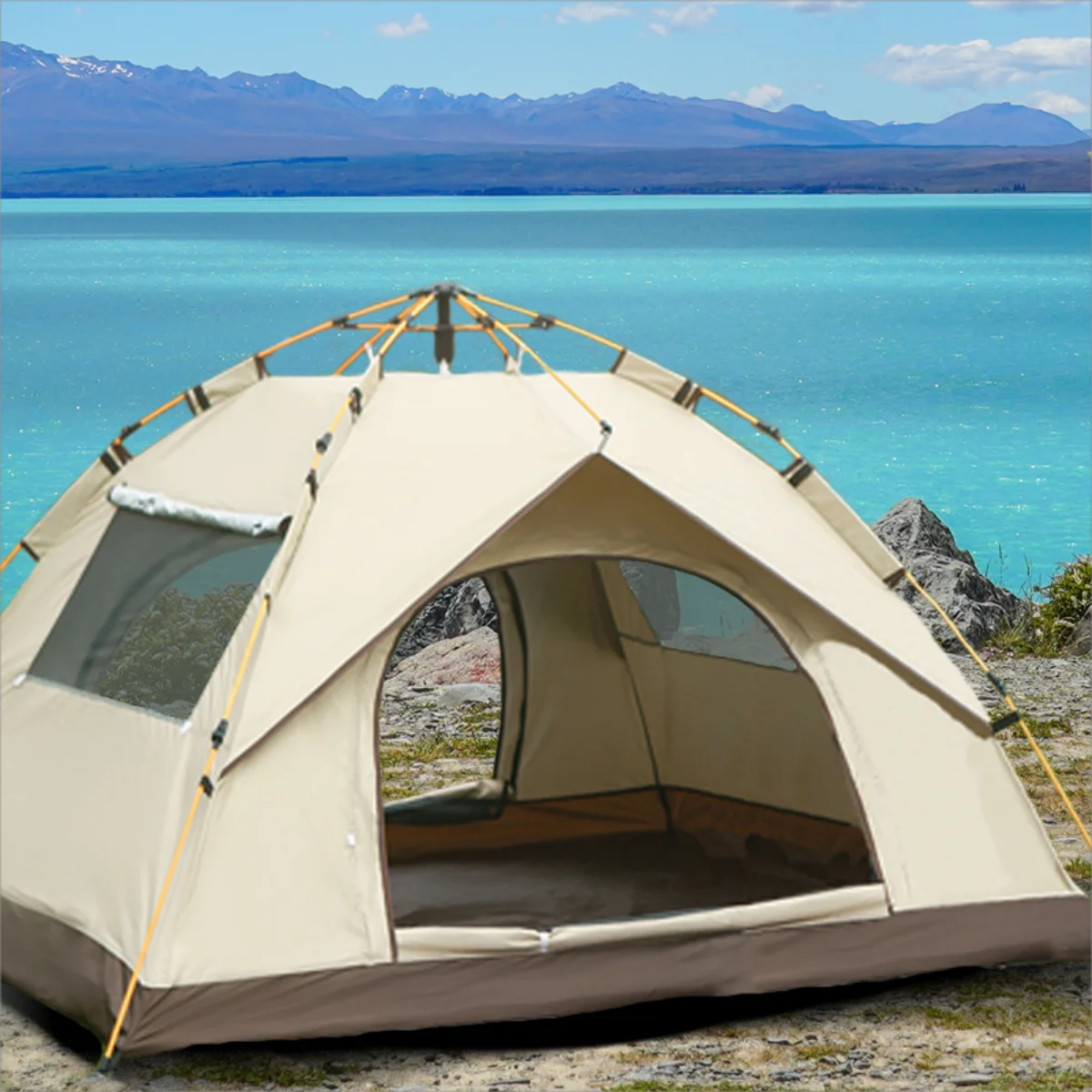 Outdoor Shelter Sunshade Self-Driving Travel Camping Tent  Two Doors and Two Windows