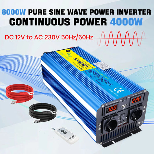 4000W 8000W  DC To AC Portable Power Inverter Voltage Converter With Remote Control