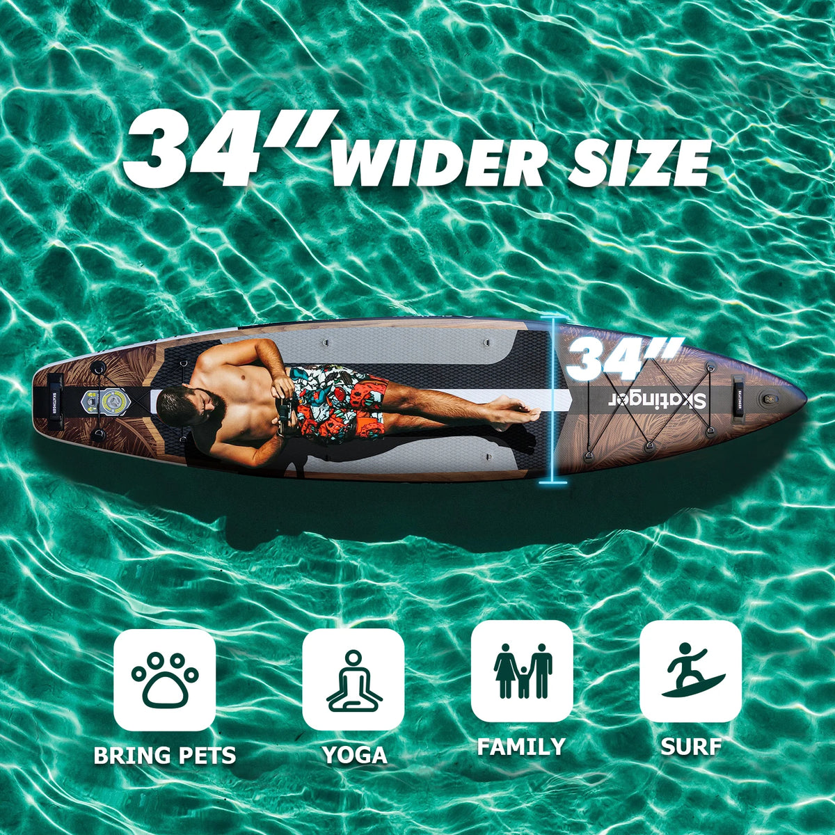 SKATINGER 12'6" × 34" Inflatable SUP Paddle Board with Accessories