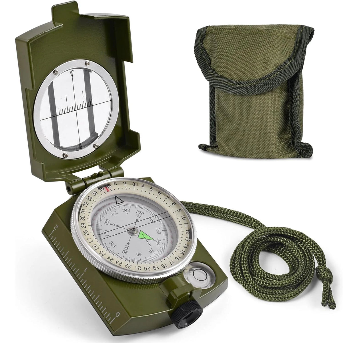 Professional Metal Sighting Compass with Luminescent Navigation Display